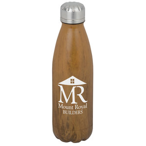 Rockit Claw Stainless Water Bottle - 17 oz. - Wood Grain - 24 hr Main Image