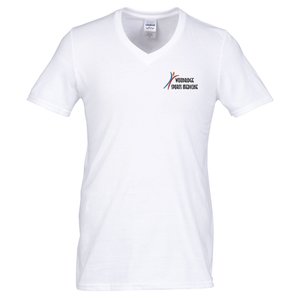 Gildan Softstyle V-Neck T-Shirt - Men's - White - Embroidered Main Image