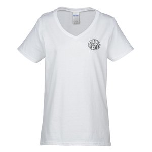 Gildan Heavy Cotton V-Neck T-Shirt - Ladies' - Screen - White Main Image
