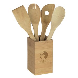Bamboo 4-Piece Kitchen Tool Set in Canister Main Image