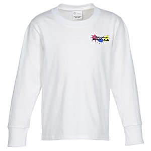 Everyday Cotton LS T-Shirt - Youth - White - Embroidered Main Image