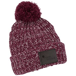 Pom Pom Beanie with Cuff - Patch Main Image