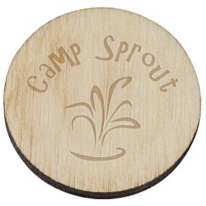 Wood Lapel Pin - Round - Laser Engraved Main Image