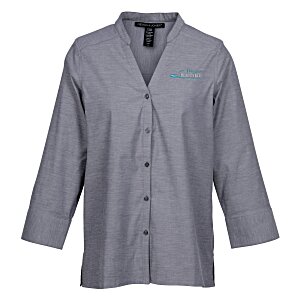 Crown Collection Stretch Pinpoint Chambray 3/4 Sleeve Shirt - Ladies' Main Image
