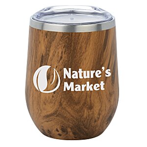 Corzo Vacuum Insulated Wine Cup - 12 oz. - Wood - 24 hr Main Image