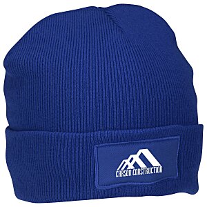 Cuffed Knit Beanie with Patch Main Image