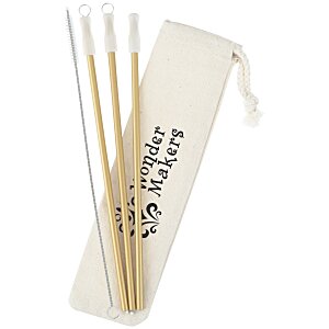 Park Avenue Stainless Straw Set in Cotton Pouch - 3 Pack Main Image
