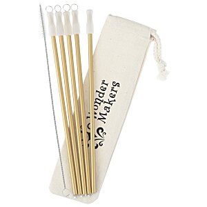 Park Avenue Stainless Straw Set in Cotton Pouch - 5 Pack Main Image