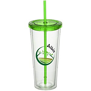 Double Wall Tumbler with Straw - 24 oz. - Full Colour Main Image