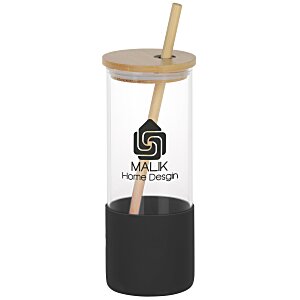 Shanti Glass Tumbler with Bamboo Lid and Straw - 17 oz. - 24 hr Main Image