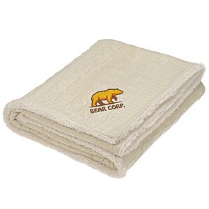 Cable Knit Plush Sherpa Blanket Main Image