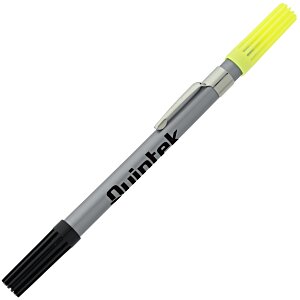 Dri Mark Double Header Plastic Point Pen/Highlighter - Silver Barrel Main Image