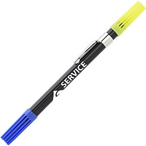 Dri Mark Double Header Pen/Highlighter- Closeout Black Barrel - Blue Ink Main Image