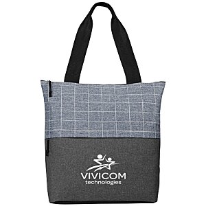 Flannel Check Accent Tote Bag- Closeout Main Image