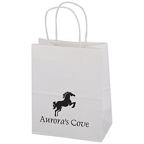 Kraft Paper White Shopping Bag - 10 3/4 inches x 8 inches Main Image