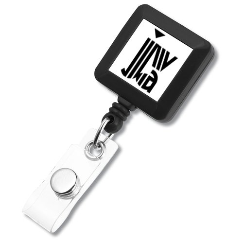 Square Shaped Retractable Badge Holder - Opaque Main Image