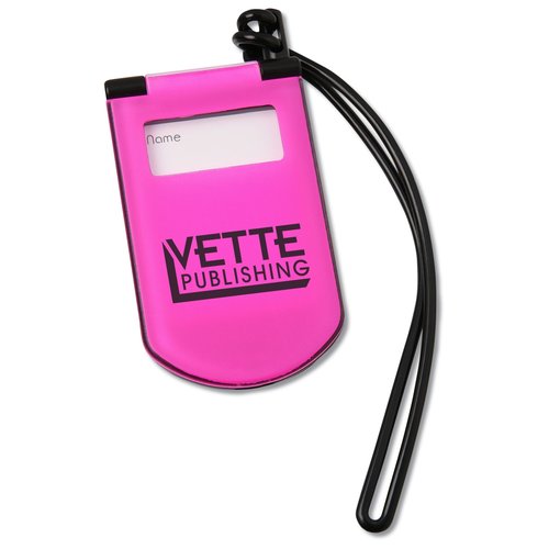 Plastic Flip Luggage Tag w/Strap - Closeout Colours Main Image