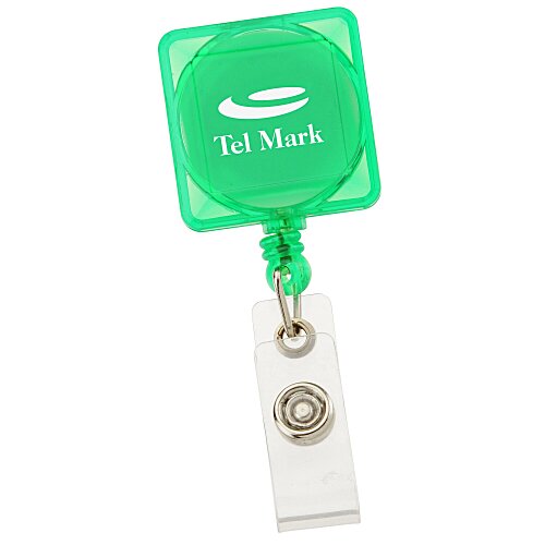 Square Retractable Badge Holder with Alligator Clip - Translucent Main Image