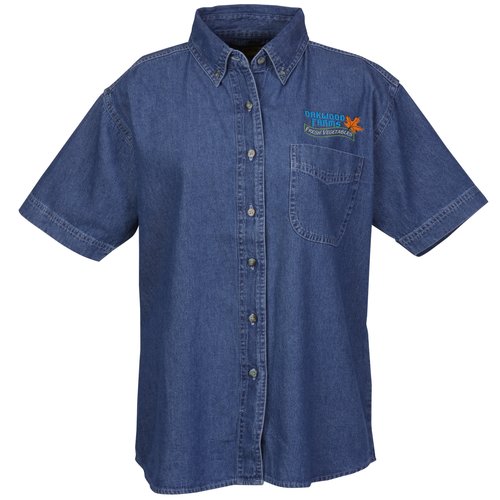 Cotton Short Sleeve Denim Shirt - Ladies' Main Image