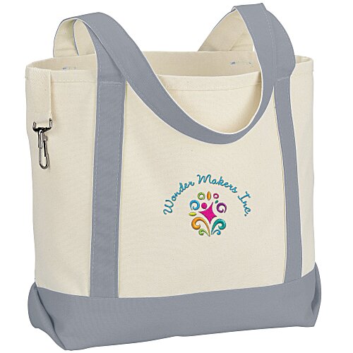 Two-Tone Accent Gusseted Tote Bag - Embroidered Main Image