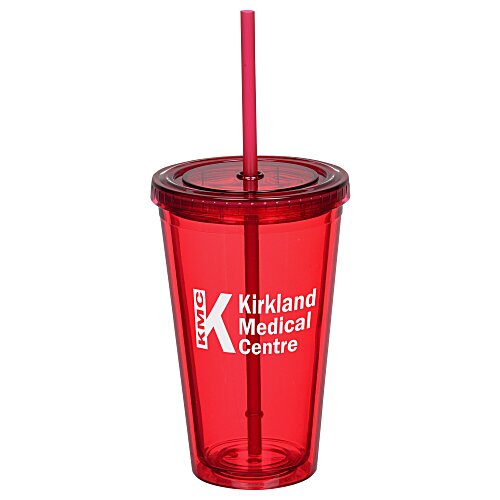 Coloured Double Wall Tumbler with Straw - 16 oz. Main Image