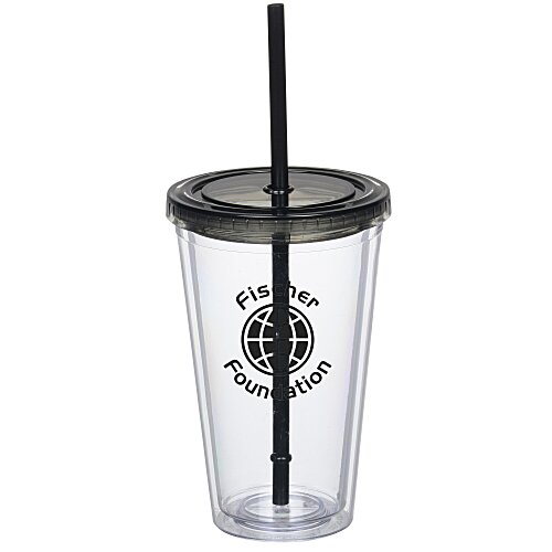 Double Wall Tumbler with Straw - 16 oz - 24 hr Main Image