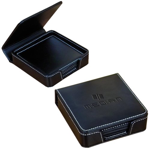 Leather Coaster Set - Debossed Main Image