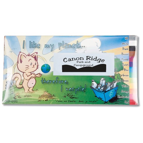 Flat Wooden Coloured Pencil Set - English - Closeout Main Image