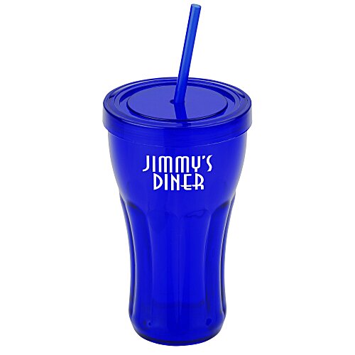 Fountain Soda Tumbler with Straw - 16 oz. - Closeout Main Image