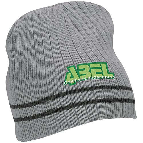 Rib Knit Stripe Accent Beanie Main Image