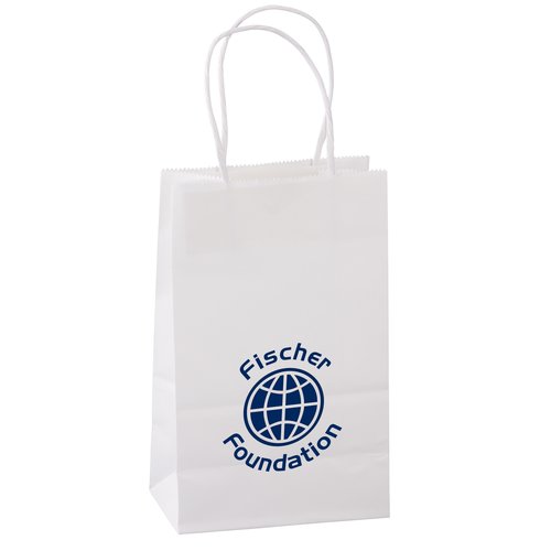 Kraft Paper White Shopping Bag - 8" x 5-1/2" Main Image