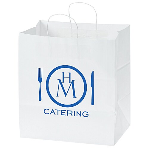 Kraft Paper White Shopping Bag - 15-1/2" x 14" Main Image