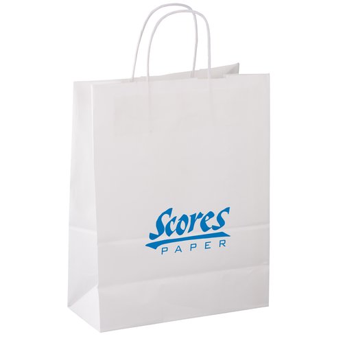 Kraft Paper White Shopping Bag - 13" x 10" Main Image