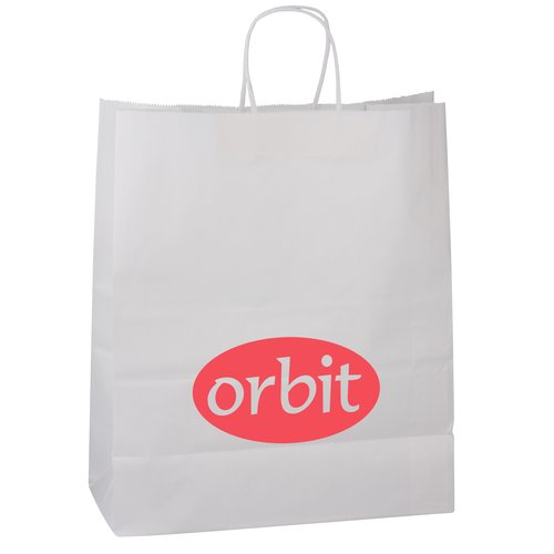 Kraft Paper White Shopping Bag - 15" x 13" Main Image