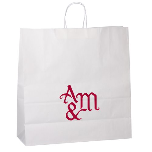 Kraft Paper White Shopping Bag - 18-3/4" x 18" Main Image