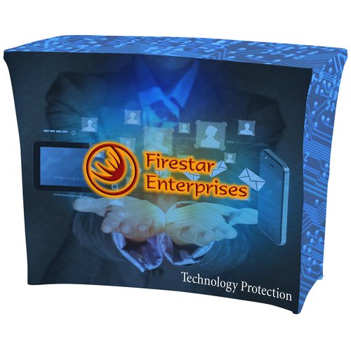 Hemmed Closed-Back UltraFit Table Cover - Demo Table - Full Colour Main Image