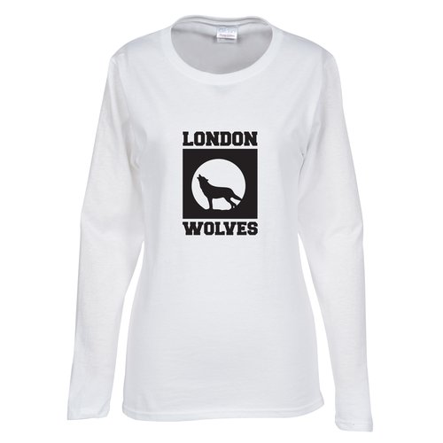 Gildan Heavy Cotton LS T-Shirt - Ladies' - Screen - White Main Image