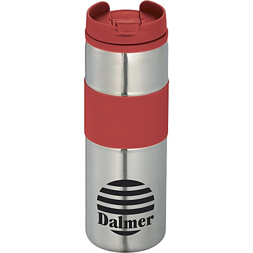 Belted Silver Travel Tumbler - 14 oz. - Closeout Main Image