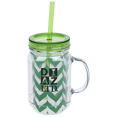 Mason Mug with Straw - 18 oz. - Chevron Main Image