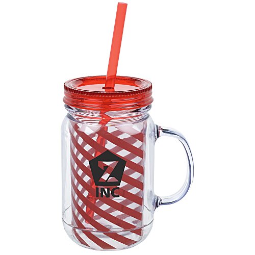 Mason Mug with Straw - 18 oz. - Stripes Main Image