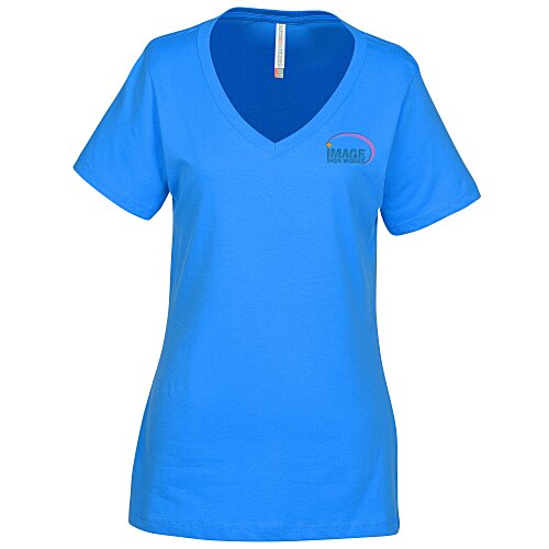 Euro Spun Cotton V-Neck T-Shirt - Ladies' - Embroidered Main Image