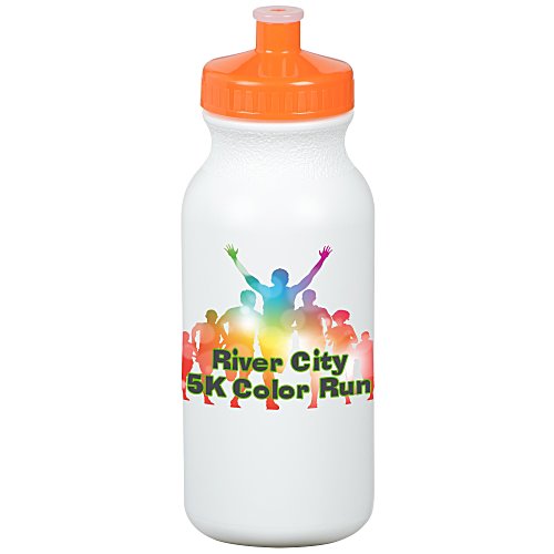 Full Colour Sport Bottle with Push Pull Cap - 20 oz. - White Main Image
