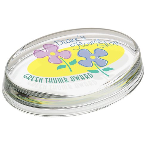 Oval Glass Paperweight - Full Colour Main Image