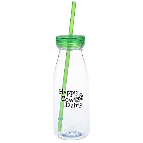 Milk Bottle Tumbler with Straw - 18 oz. - Closeout Main Image