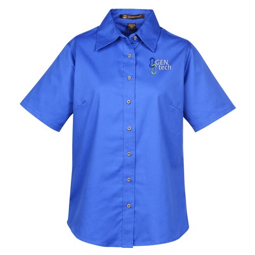 Harriton Twill SS Shirt with Stain Release - Ladies' Main Image