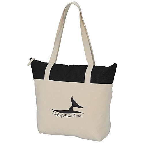 Jute and Cotton Zippered Tote Main Image