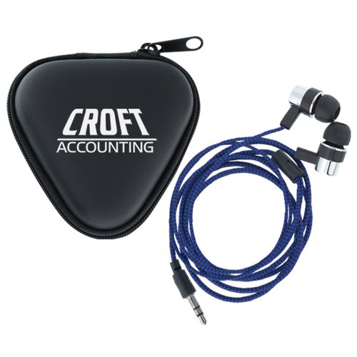 Zig Zag Braided Ear Buds with Triangle Case Main Image