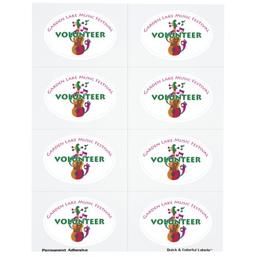 Quick & Colourful Perforated Sheeted Label - Oval - 2" x 3" Main Image