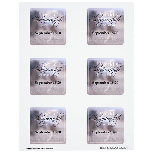 Quick & Colourful Perforated Sheeted Label - Square- 2-1/2" x 2-1/2" Main Image