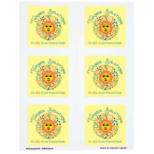 Quick & Colourful Perforated Sheeted Label - Square- 2-3/4" x 2-3/4" Main Image